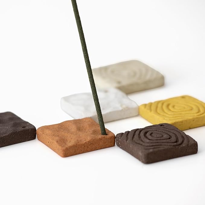 Asayu Japan Kazenami Mini Incense Holder Set – Eco-Friendly Ceramic, Set of 3 (Brown, White, Black)