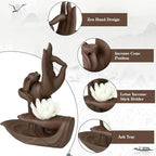 Backflow Incense Holder Burner Handmade Ceramic Incense Cones Sticks Holder Home Decor Waterfall Backflow Incense Burner Censer + 10 Backflow Incense Cones Gift (Lotus)