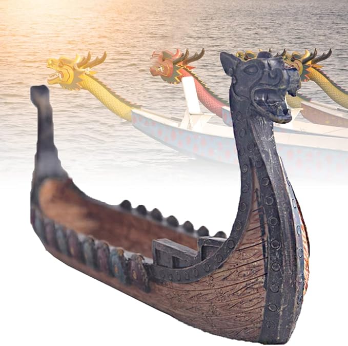 Resin Viking Ships Incense Stick Holder Retro Ships Ornament Exquisite Beautiful Home Decoration Ornaments (As Shown)