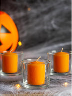 CANDWAX Orange Votive Candles Bulk Pack - Perfect as a Halloween Unscented Candle Set of 36-1.5x1.7 inch Fall Long Lasting Votives