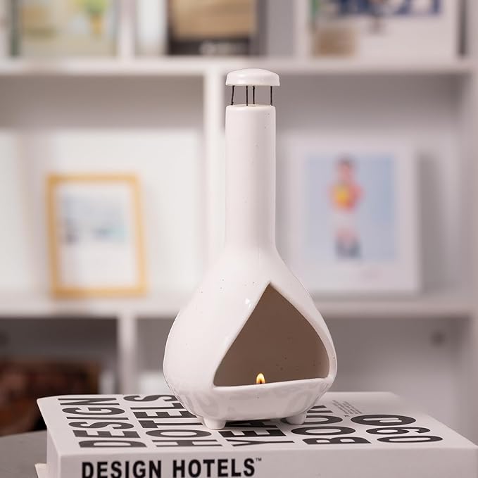 Handmade Mini Chiminea Palo Santo Holder - Ceramic Incense Burner for Cone & Stick, Ideal for Meditation, Energy Cleansing, Aromatherapy and Ideal Gift for Home Decor