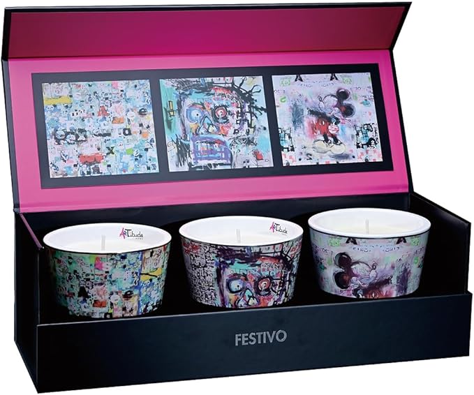 Festivo Trio Scented Candle | Gift Set |100% Soy Wax | Luxury Candles | Perfect for Gifting | 40oz | 35cm Tall | Approx Burn Time - 80 Hours |Pack of 3