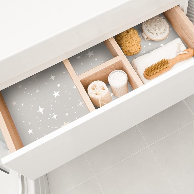 Eersida 20 Sheets 14 x 19.5 Inch Scented Drawer Liners for Dresser Non Adhesive Fragrant Drawer Liners Paper for Bedroom Kitchen Cabinet Home Shelf Closet(Star)