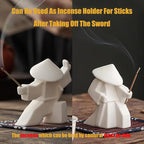 EAEMDY Samurai Figure Figurine Japanese Warrior Statue Decor for Table Room, Incense Holder for Stick Burner Incense Stick Holder, Kongfu Tea Pet Decoration (2. White A+B)