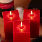KONNI Square Red Pillar Candles Set of 3, 2.8"x 4" Unscented Pillar Candles Bulk, 30 Hours Long Burning Candles, Smokeless and Dripless Large Candle for Wedding, Home Decoration, Parties, Spas, Dinner