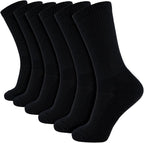 +MD Crew Socks for Men 6 Pairs, Viscose Bamboo Socks, Mens Dress Socks with Soft Cushioned, Smell Control, Black White