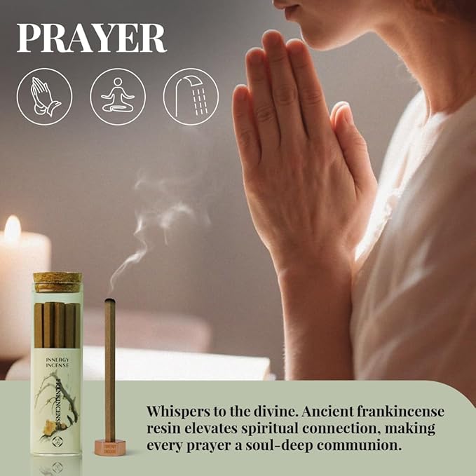 Pray & Meditate - Innergy Frankincense Incense Sticks, Sacred Resin Blend Prayer Incense