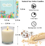 Unscented White Votive Candles in Glass Small Soy Wax 1.8oz Candles for Wedding Party Dinner Table Home, 4 Packs