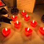 Tea Candles Heart Romantic Candle Small Sweet Wedding Party and Home 1.5-2 Hours Extended Burn Time Votive Parties Tealight Wishing Bulk Birthday Halloween Emergency Family 9 Pack (Red)