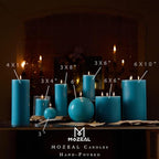 MOZEAL 4" x 10" Extra-Large Turquoise Pillar Candles (Set of 2), Unscented,Dripless, Smokeless,Long Clean-Burning,These Tall 10 inch Large Teal Pillar Candles Perfect for Weddings and Spring Decor