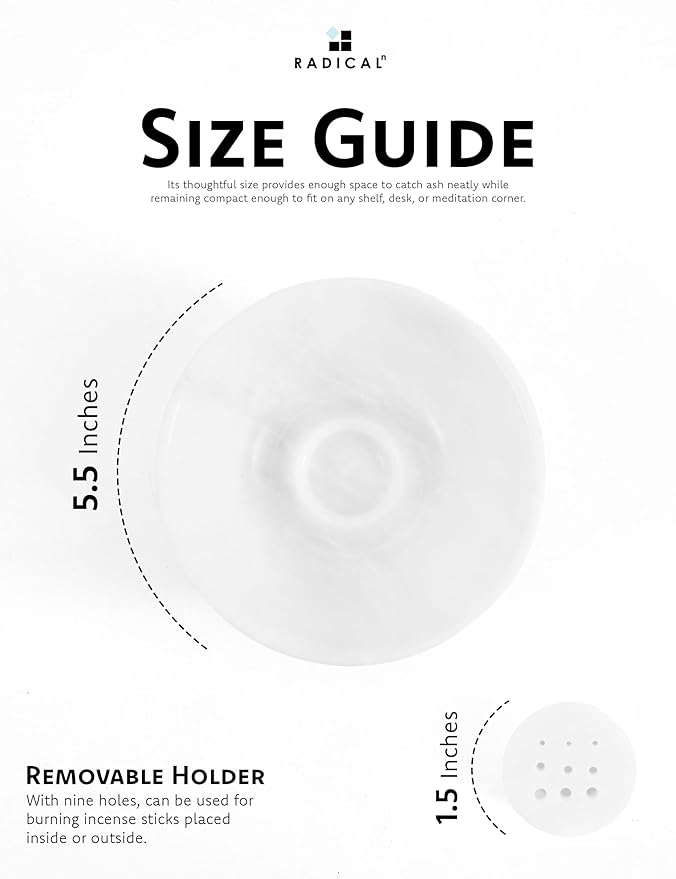 Radicaln Marble Incense Holder 5.5" Inches White Handmade Aesthetic Room Decor & Apartment Essential, Aromatherapy Holder for Incense Sticks, palo Santo Stick for Incense Burner
