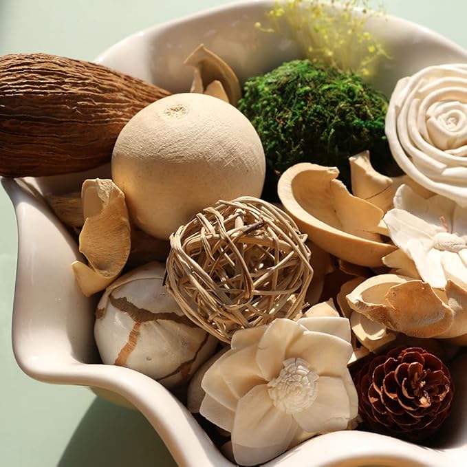 Qingbei Rina Potpourri Bags,Jasmine Scented Potpourri Bowl Filler,White Decorative Dried Flowers, Home Fragrance Sachet of Petal,Vase Bathroom Decor,10oz