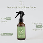 Room Spray - Sophisticated, All-Natural Home Fragrance, Pure Essential Oil Air Freshener & Odor Eliminator, Refreshing Scent, Made in the USA, Juniper & Sage, 4 oz Glass Bottle