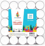 Unscented Tea Lights Candles in Bulk, Smokeless, Dripless & Long Lasting Tea Candles, Small Votive Mini Tealight Candles for Home, Pool, Shabbat, Weddings & Emergencies (Pack of 50)