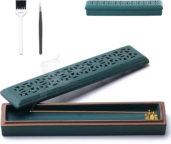 Incense Holder for Sticks，Ceramic Insence-Stick Holder Ash Catcher，Incense Holder Timkburner for Meditation Yoga Spa Room Decor