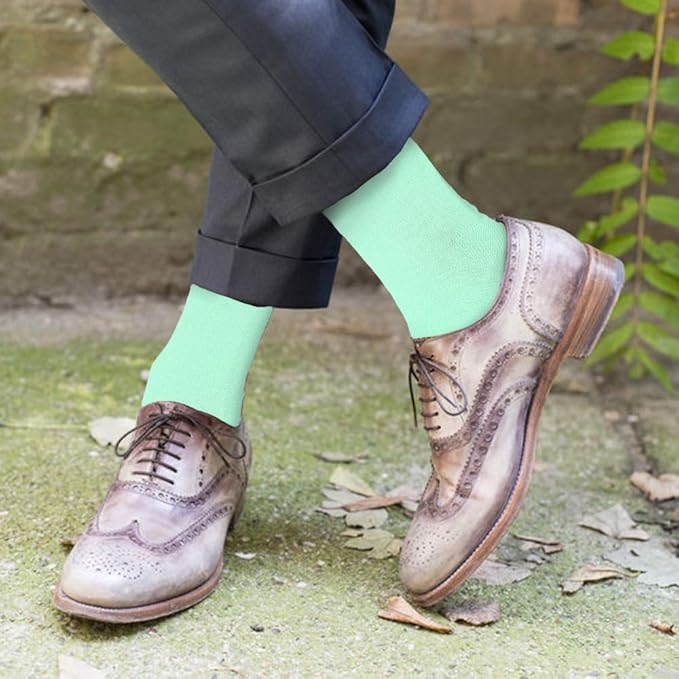 Feraricci Solid Color Casual Dress Socks for Men - Colorful & Comfortable Crew Socks