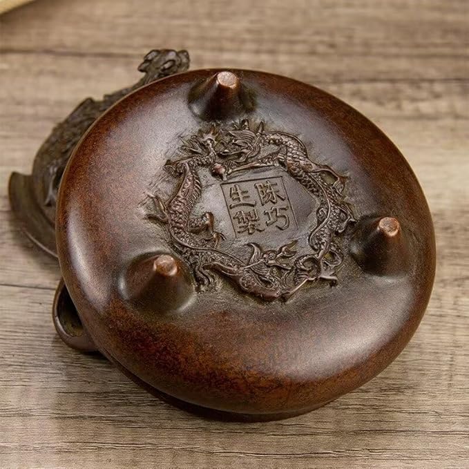Copper Incense Burner Chinese Brass Incense Burner Kit Traditional Zen Incense Burner Antique Style Office Yoga Home Decor 5.3 * 3.9 * 5.7IN 6.2LB