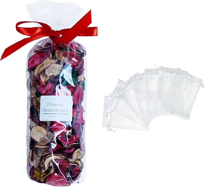 DIY Sweet Floral Heart Shaped Dry Flower Sachet Set|Home, car, and Gift|Scented Sachets for Drawers and Closets, Long-Lasting Sachets Bags Wardrobe Freshener, | Eco refillable Bags (5 Bags+Flowers).