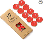 Colored tealight Candles Handmade Organic Tea Lights Set of 10pack Small red Candles 1.5-2 Hours Burn Tea Lights for Valentine's Day, Birthday, Votive Parties ，Home Decoration (Red)