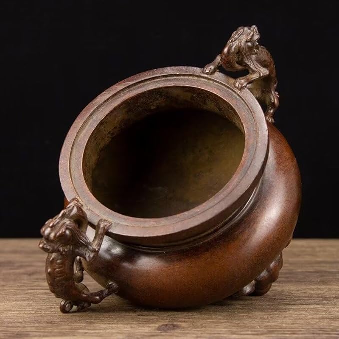 Copper Incense Burner Chinese Brass Incense Burner Kit Traditional Zen Incense Burner Antique Style Office Yoga Home Decor 7.9 * 5.9 * 8.3IN 6.3LB