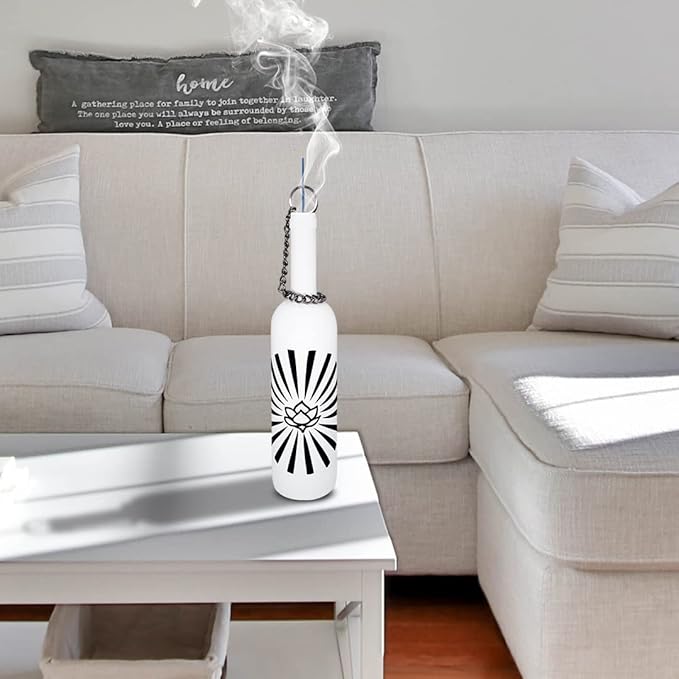 Sermo Glass Bottle Incense Holder Burner (Lotus (Rising) - White)