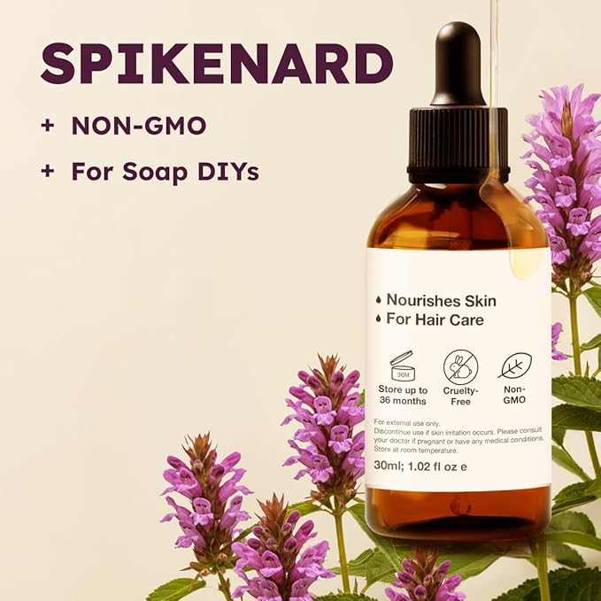 KUKKA Spikenard Essential Oils - 1 Fl Oz - for Hair, Skin, Diffuser, Aromatherapy & DIY Soap Making Scent