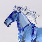 Crystal Horse Realistic Animal Art Figurine Collection Table top Ornament Statue Home Decor (Blue)