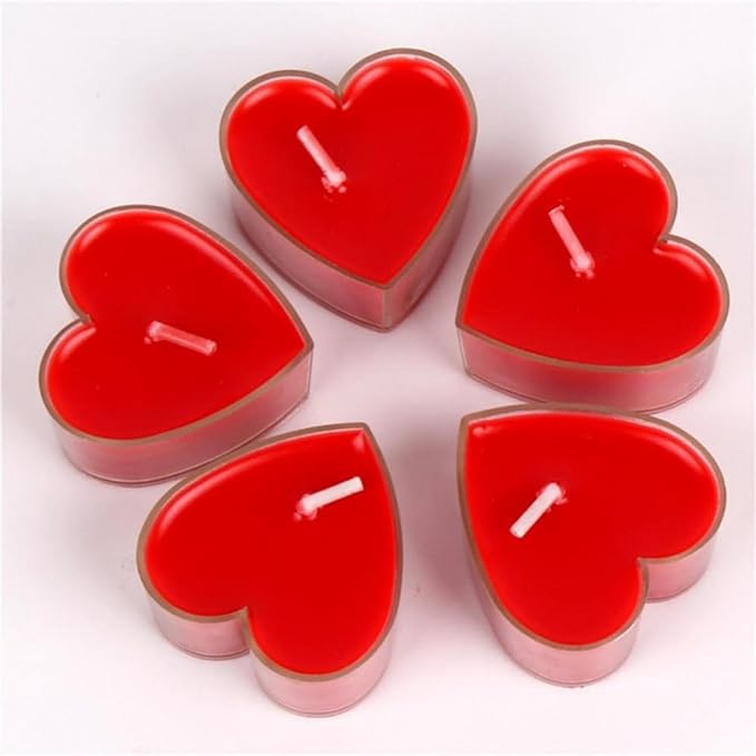 Tea Candles Heart Romantic Candle Small Sweet Wedding Party and Home 1.5-2 Hours Extended Burn Time Votive Parties Tealight Wishing Bulk Birthday Halloween Emergency Family 9 Pack (Red)