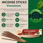 Bless-International-Cinnamon 100%-Natural-Handmade-Incense-Sticks Organic-Chemicals-Free-for-Relaxation-Positivity-Yoga-Meditation 12-Inches-1-Hour-Plus-Burning-Time-75-Sticks-7-OZ