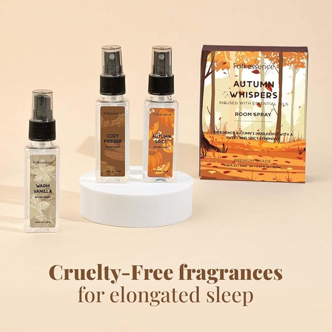 Folkulture Air Fresheners - Set of 3 Odor Eliminators | Vanilla Fragrance Spray for Home | Autumn Spice or Fall Scents Room Spray for Living Rooms, Bathrooms with Natural Essential Oils | 5.1 Oz