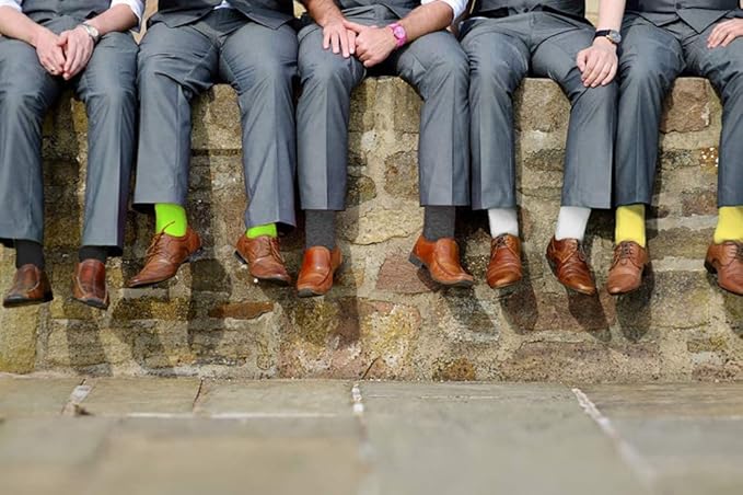 Feraricci Solid Color Casual Dress Socks for Men - Colorful & Comfortable Crew Socks