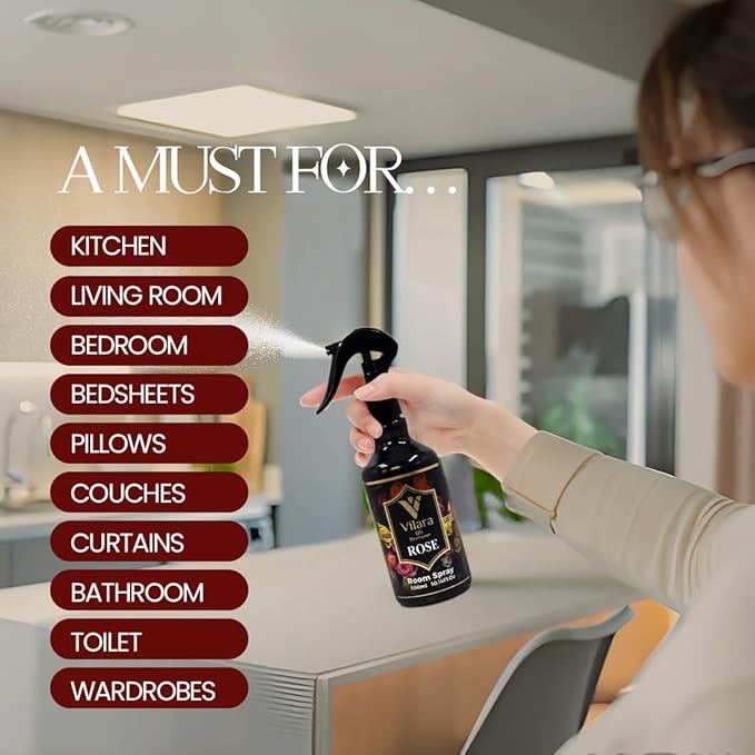 Room Spray Freshener - Long-Lasting Luxury Scents - Room and Linen Spray for Bedding, Sheets, Fabric, Furniture for Aromatherapy - 10.14 fl oz (Rose)