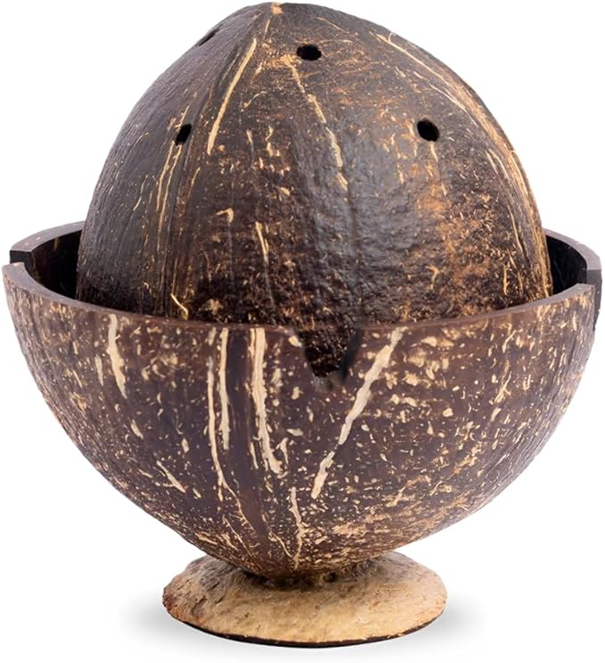 Handmade Coconut Shell DHOOP Stand – Eco-Friendly Natural Incense Holder Charcoal/Cone Burner, Sage Stand, Palo Santo Holder, Ash Catcher for Aromatherapy, Meditation, Yoga, Spiritual