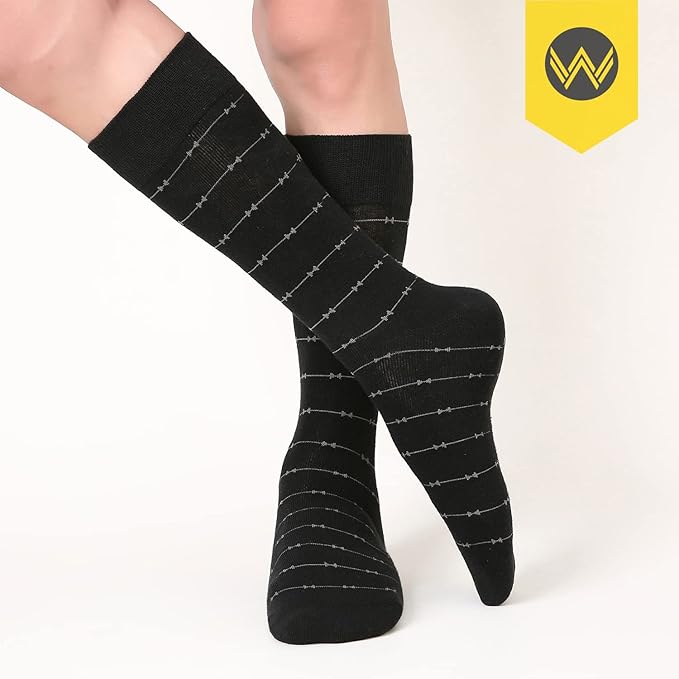 WANDER Men's Dress Socks Cotton Thin Classic Lightweight Socks 6/8 Pairs Solid & Patterned Soft Breathable Socks