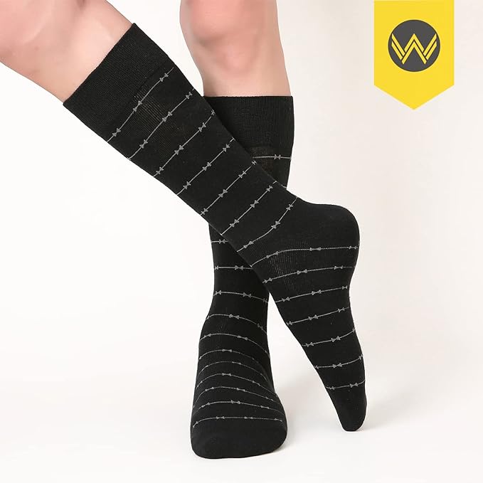 WANDER Men's Dress Socks Cotton Thin Classic Lightweight Socks 6/8 Pairs Solid & Patterned Soft Breathable Socks