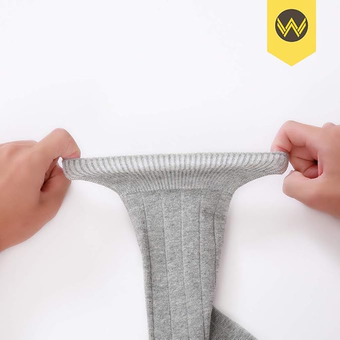 WANDER Mens Dress Socks Double Needle Rib Cotton Solid Premium Socks Lightweight Classic Business Socks 6/8 Pairs 7-12/13-15