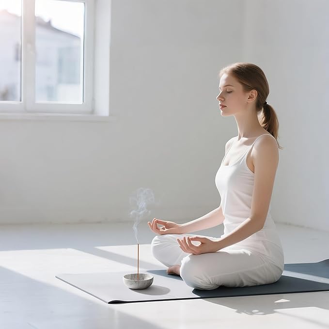 WORHE Marble Incense Holder, Natural Stone Incense Holder for Sticks with 9 Incense Holes, Handmade Incense Stick Burner Reflux Burner Ideal for Meditation Yoga Spa Room Decor White (WH086)