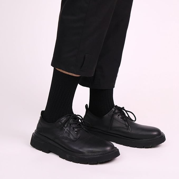 SERISIMPLE Men's Dress Socks - Bamboo Viscose Thin Ribbed Knit, Silky & Soft, Lightweight Business Crew Socks 5 Pairs