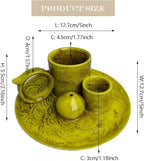 4 in 1 Incense Burner Holder for Sticks, Palo Santo Sticks Holder, Candle and Sage Holder for Burning Ceramic Ash Catcher Tray for Meditation Yoga Room Home Decor (Yellow)