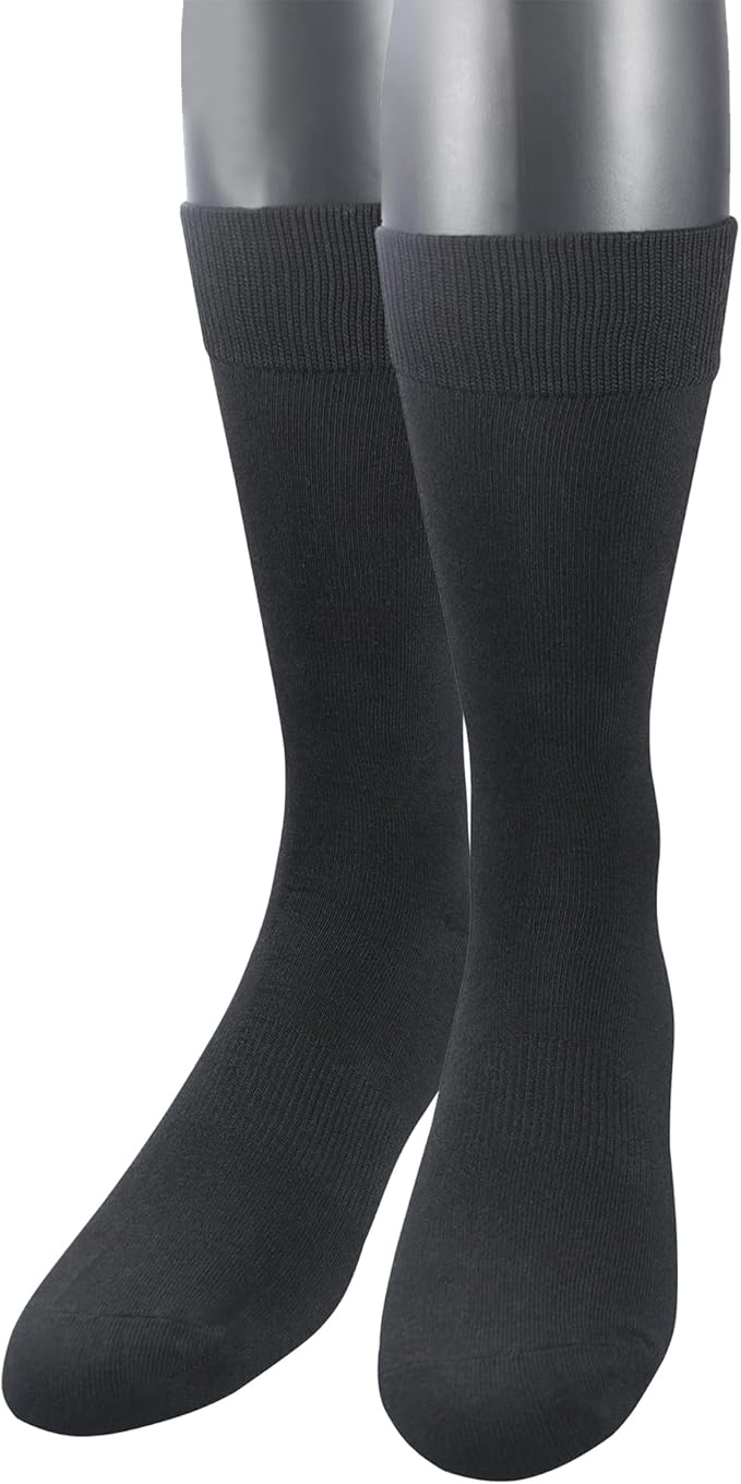 Yomandamor 5 Pairs Men's Bamboo Rayon Mid-Calf Dress Socks with Arch Support & Stretch Cuff,10-13