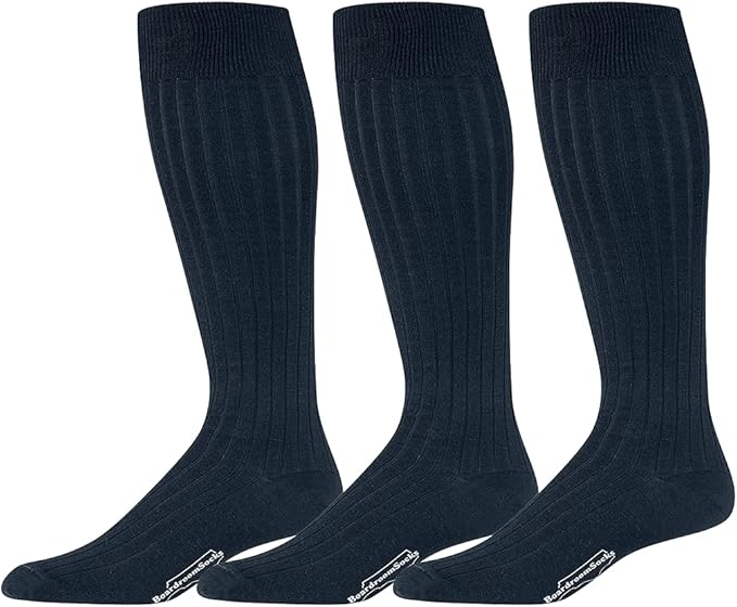 Merino Wool Dress Socks for Men – Over-the-Calf, Ribbed Wool Dress Socks for Size 8-12 – Breathable, Reinforced Heel and Toe