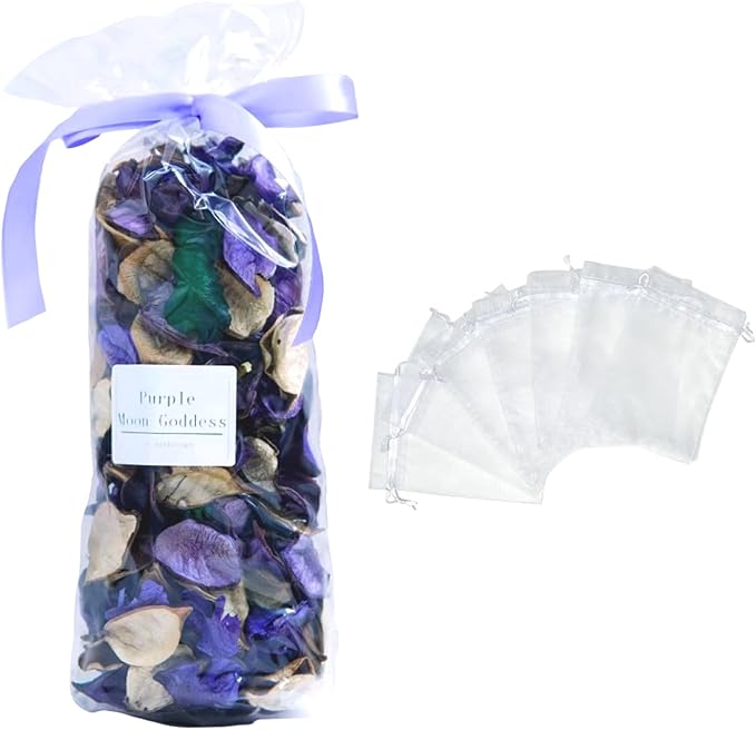 DIY Purple Moon Goddess, Sachet Kitl Floral Fragranc,5 mesh Bags+Dried Flowers| Potpourri Bags, Scented Potpourri Bowl Fillers,Dried Flowers,Home Fragrance Sachet of Petal, Vase Decor.