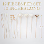 Reed Diffuser Sticks Set of 12, Natural Paper Material, Flower Diffusers for Home Bathroom and Bedroom Decor