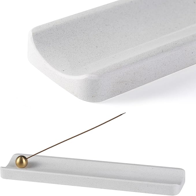 Koville Italian Quarella Engineered Marble Incense Holder, Incense Holders for Sticks, Sturdy Incense Burner Ideal for Meditation and Relaxing, Easy to Clean(Ariete Quarella)