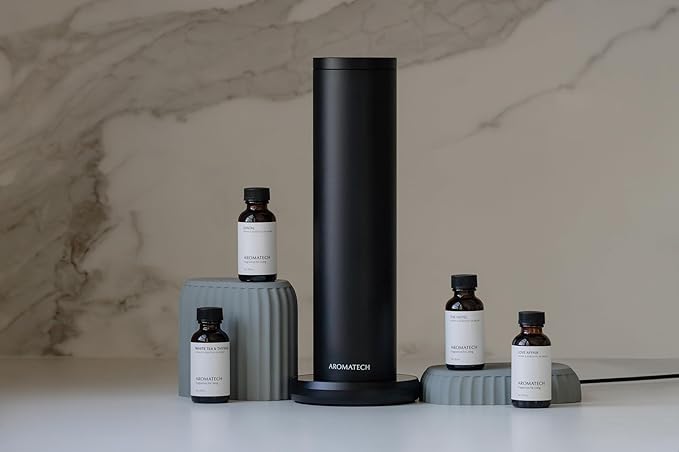 AromaTech New AroMini BT Plus Scent Diffuser w/Bluetooth – Cold-Air Diffusion Scent Machine for Home, Office, Hotel, Spa – Nebulizing Diffusion System for Essential Oil Blends (Black)