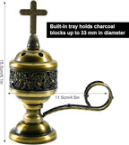 Yawlsow Incense Burner, Frankincense Charcoal Incense Stand, Bakhoor Incense Burner Holder, Ideal for Aromatherapy, Yoga and Spa, Home and Christian Church Censer, (Bronze)