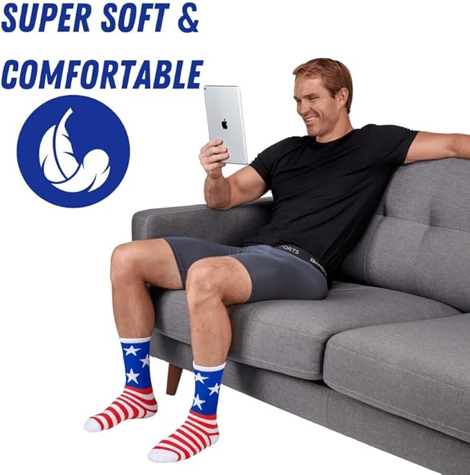 Bamboo Sports Premium Bamboo Crew Work Socks- Moisture Wicking, Odor Eliminating