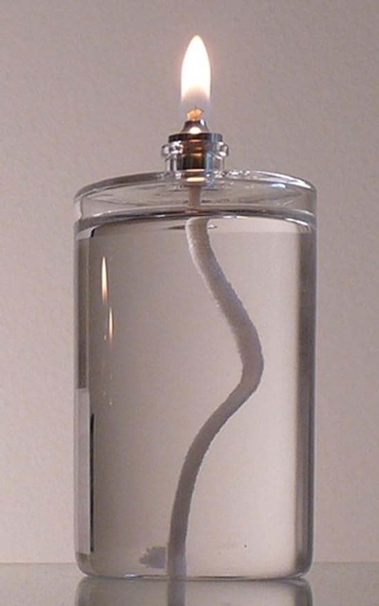 Firefly Fuels Refillable Glass Oil Candle - 5 oz Liquid Candle for Indoor Use, Outdoor Events, Emergency Lighting - Clean Burning with Wick and Holder Included. Use with Liquid Paraffin or Lamp Oil