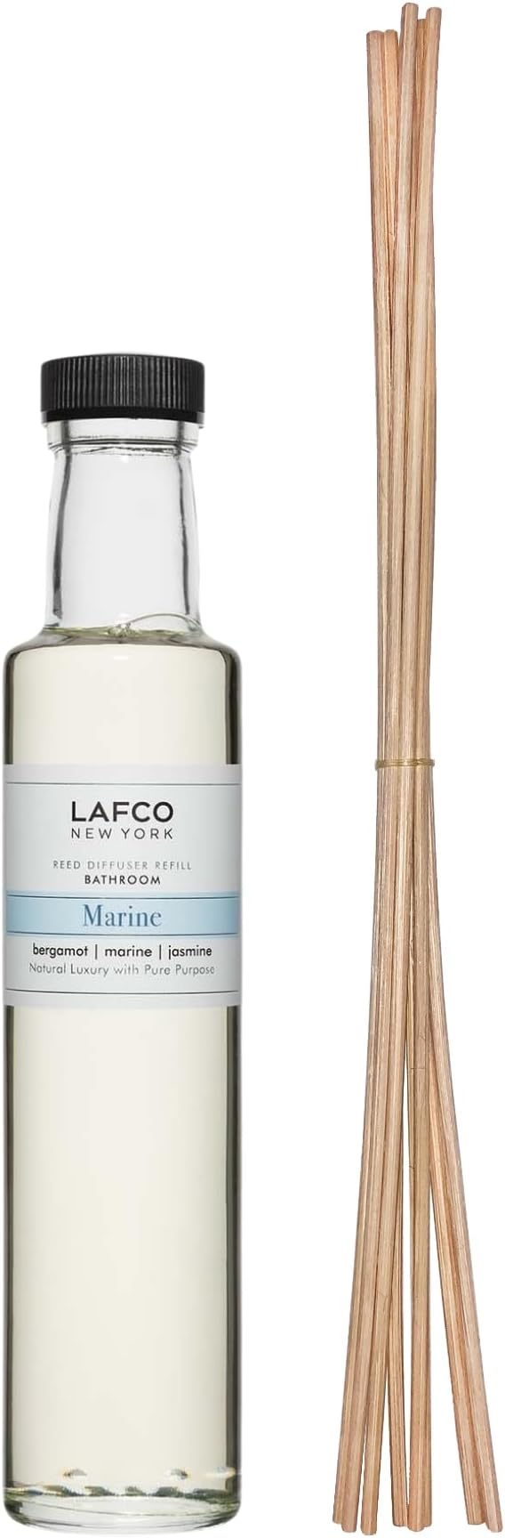 LAFCO New York Reed Diffuser Refill, Marine - 8.4 oz - Up to 4-Month Fragrance Life - Includes Natural Wood Reeds - Free of Dyes & Propellants - Made in The USA