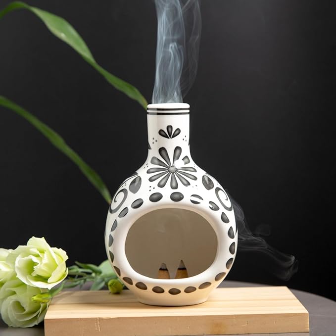 Handcrafted Palo Santo Holder Ceramic Incense Burner - Compact Size for Meditation Space - Burn Palo Santo Sticks and Cones Safely - Sage Aromatherapy Decor